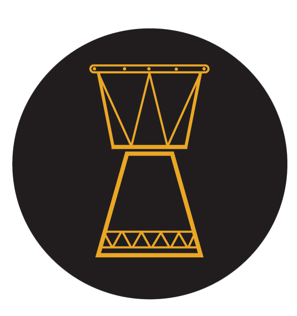 House of Nyabinghi_black and gold drum brand logo