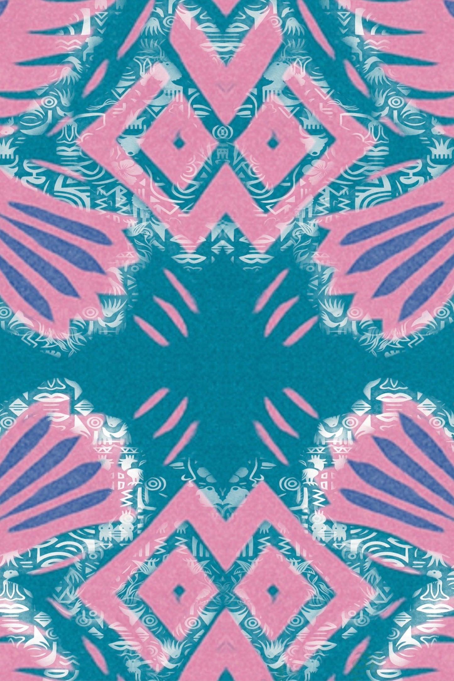 I Don't See Colour Magenta Pink Cyan 100% Silk Charmeuse Long Scarf by House of Nyabinghi - African Afrofuturism digital print Mawu and Lisa luxury fashion accessory for Spring Summer 2025