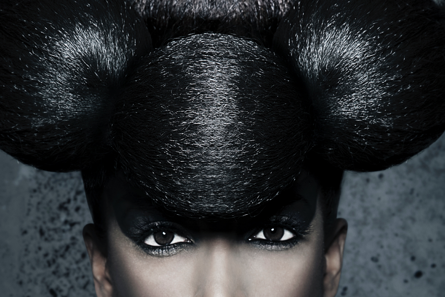 House of Nyabinghi_Afrofuturistic Black fashion model with avant-garde natural hairstyle