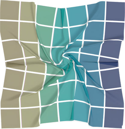 I Don't See Colour Dark Cyan Blue 100% Silk Charmeuse Square Scarf by House of Nyabinghi - African Afrofuturism digital print tonal luxury fashion accessory for Spring Summer 2025