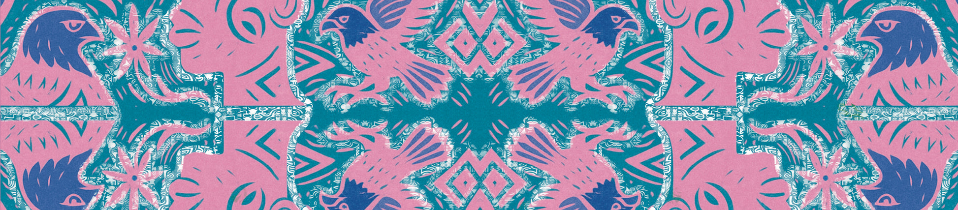 I Don't See Colour Magenta Pink Cyan 100% Silk Charmeuse Long Scarf by House of Nyabinghi - African Afrofuturism digital print Mawu and Lisa luxury fashion accessory for Spring Summer 2025