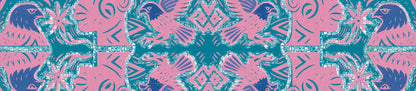 I Don't See Colour Magenta Pink Cyan 100% Silk Charmeuse Long Scarf by House of Nyabinghi - African Afrofuturism digital print Mawu and Lisa luxury fashion accessory for Spring Summer 2025