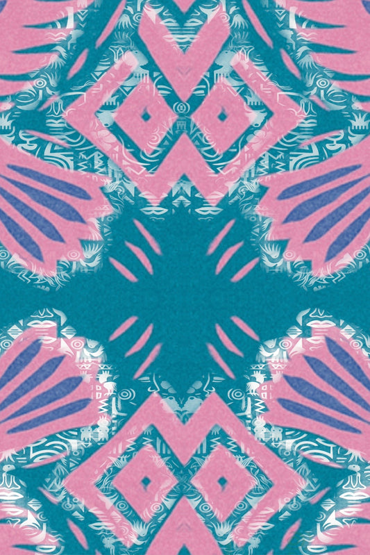 I Don't See Colour Magenta Pink Cyan 100% Silk Charmeuse Long Scarf by House of Nyabinghi - African Afrofuturism digital print Mawu and Lisa luxury fashion accessory for Spring Summer 2025