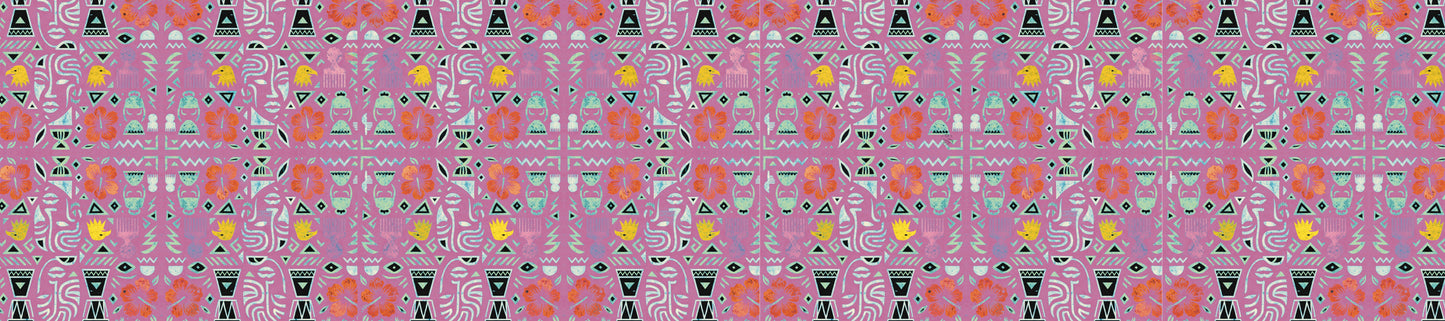I Don't See Colour Dark Magenta 100% Silk Charmeuse Long Scarf by House of Nyabinghi - African Afrofuturism digital print Mawu and Lisa luxury fashion accessory for Spring Summer 2025