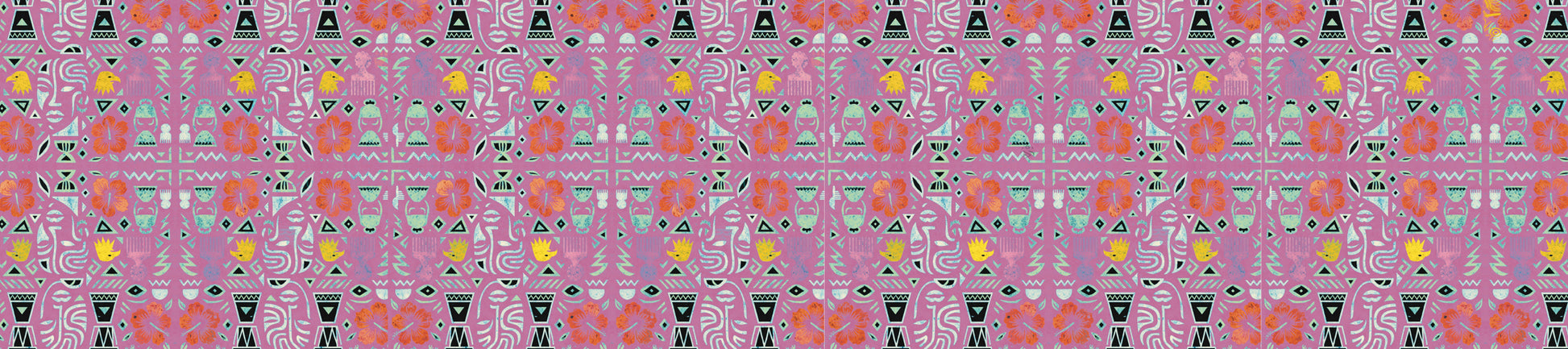 I Don't See Colour Dark Magenta 100% Silk Charmeuse Long Scarf by House of Nyabinghi - African Afrofuturism digital print Mawu and Lisa luxury fashion accessory for Spring Summer 2025