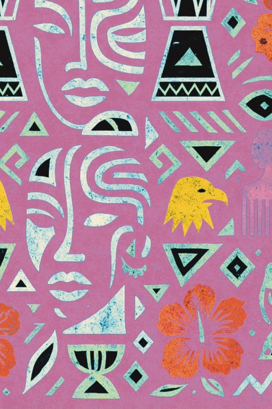 I Don't See Colour Dark Magenta 100% Silk Charmeuse Long Scarf by House of Nyabinghi - African Afrofuturism digital print Mawu and Lisa luxury fashion accessory for Spring Summer 2025